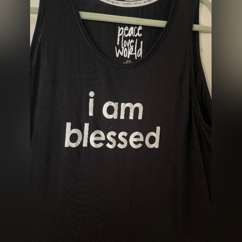 Peace Love World Black and White Tank Top